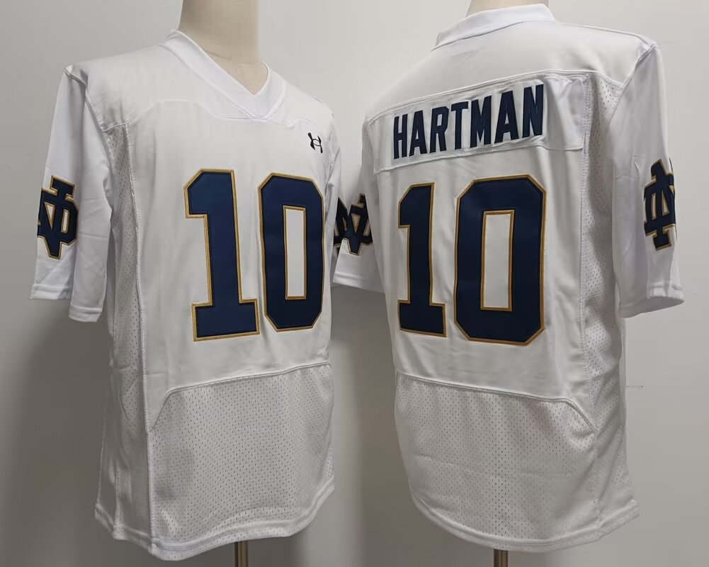 2024 NCAA Men University of Notre Dame 10 Sam Hartman white nike jerseys style 2